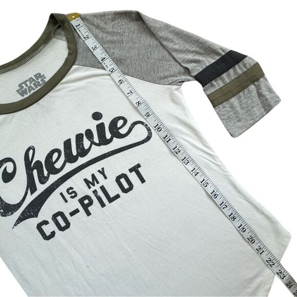 Chewie Is My Copilot Womens Licensed Starwars Raglan Slv Baseball T-Shirt Size S - Picture 6 of 10